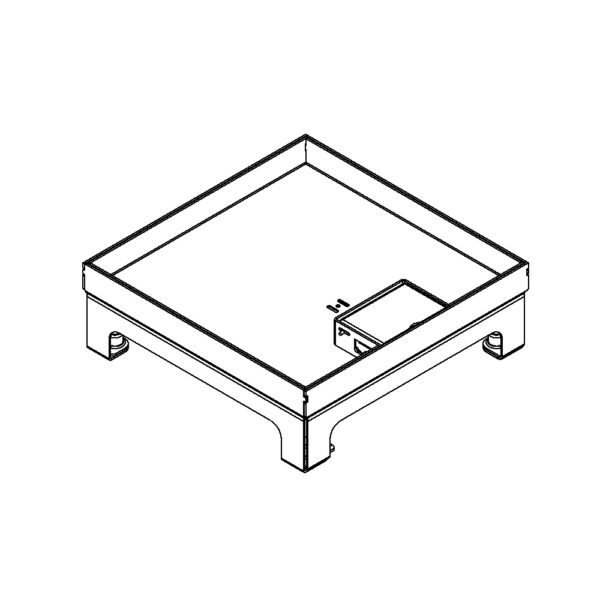 Produktbild UBD 217 201  -  Unterflur-Bodendose UBD 210 small inkl. Deckel mit Kante, geschlossen, 20mm Vertiefung und 1 Schnurauslass